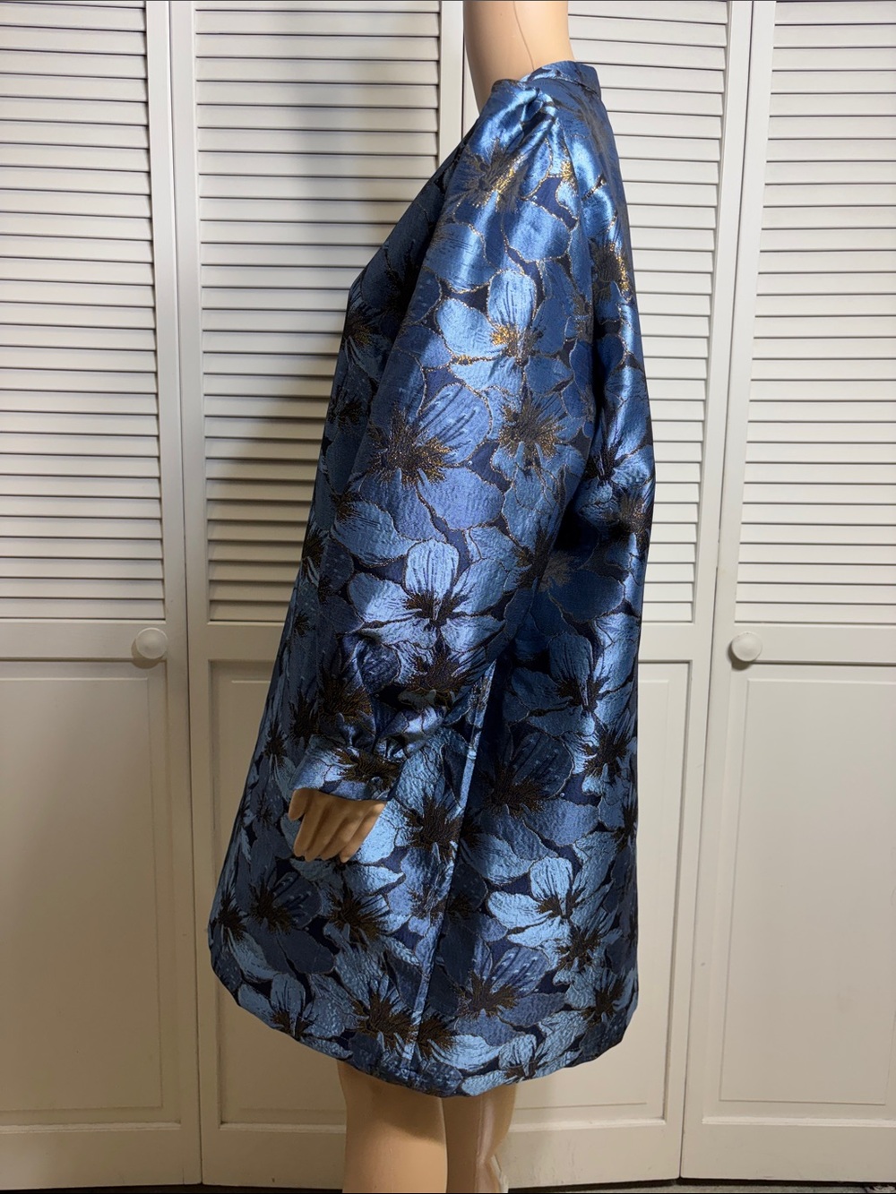 Pomander Place Blue Jacquard Samantha Dress Floral Balloon Sleeves XXL - Picture 13 of 16